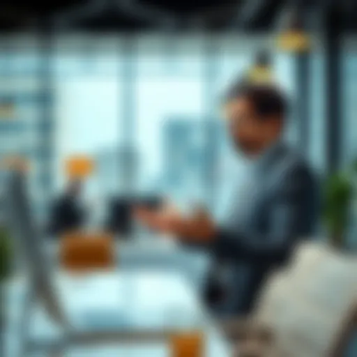 Sachin Kumar, VP of Technology at Morgan Stanley, discussing the benefits of Hashgraph technology with a focus on speed, security, and energy efficiency in a modern office setting.