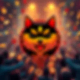 Saiko Inu memecoin logo surrounded by coins and a cheering community