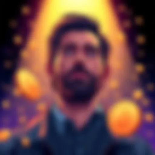 Illustration of Sam Altman alongside digital currency symbols, highlighting the $65 million Worldcoin sale