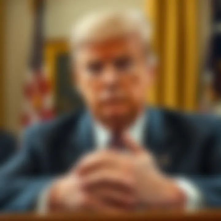 Sam Bankman-Fried, former FTX CEO, submitting a pardon request to President Trump, with a serious expression, in a formal setting