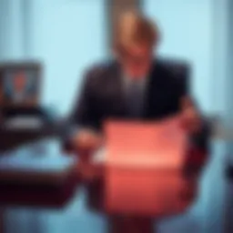 Sam Bankman-Fried sitting at a desk, looking at a letter addressed to President Trump, expressing his desire for a pardon