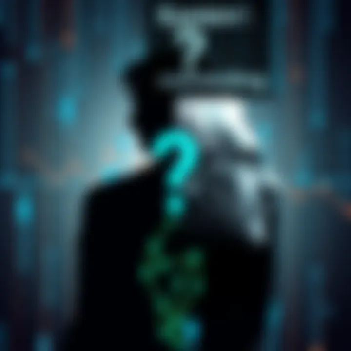 A split image showing a silhouette of a person with a question mark, and a photo of Jeffrey Epstein, symbolizing the connection between cryptocurrency and Epstein.