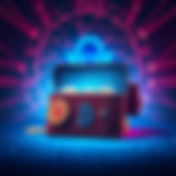 An illustration of a digital wallet filled with Bitcoin coins, shadowed by a quantum computer threat, representing the risks of quantum technology on cryptocurrency security.