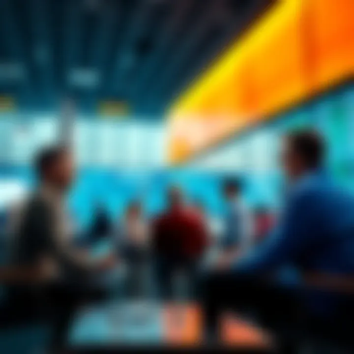 A group of people engaging in a lively discussion about trading strategies and market events on a Saturday morning.