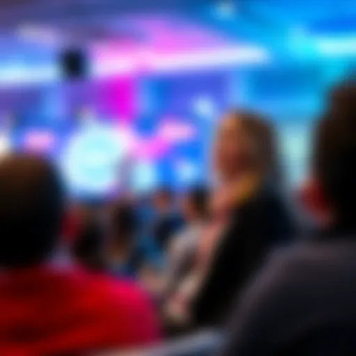 Savannah Alberty speaking about Helium's impact on cryptocurrency onboarding at a conference