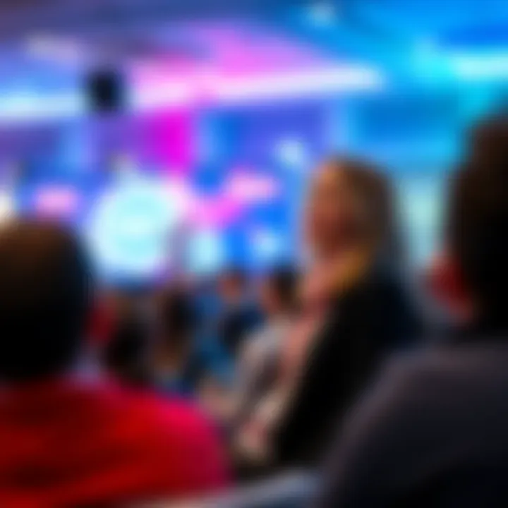 Savannah Alberty speaking about Helium's impact on cryptocurrency onboarding at a conference