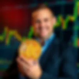 Michael Saylor holding a Bitcoin, representing his recent purchase of 4,871 BTC, with a financial graph in the background, indicating market impact.