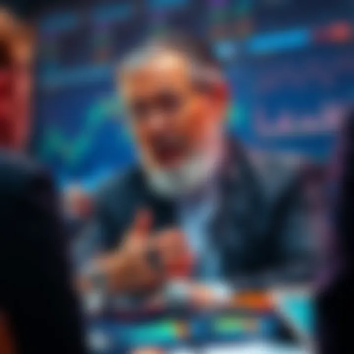 Sayoshi Discussing Bitcoin Cash Sayoshi sharing insights on Bitcoin Cash at a conference, with charts and graphs in the background