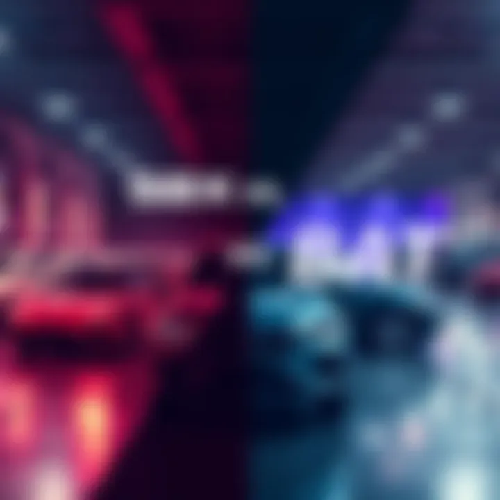 A split image showing two car auction platforms SBX and BaT, with auction cars on display and user engagement on the websites.