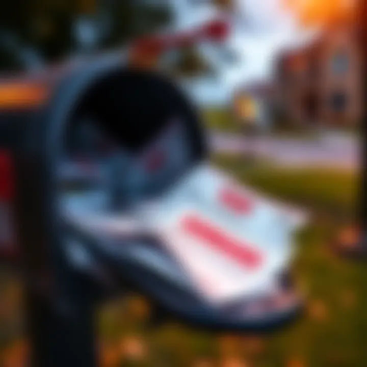 A mailbox filled with suspicious letters warning about scams