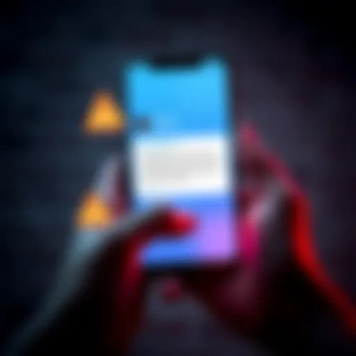 A graphic showing a smartphone with a Telegram app open, displaying a message about fake support for Crypto.com users, with warning symbols around it.