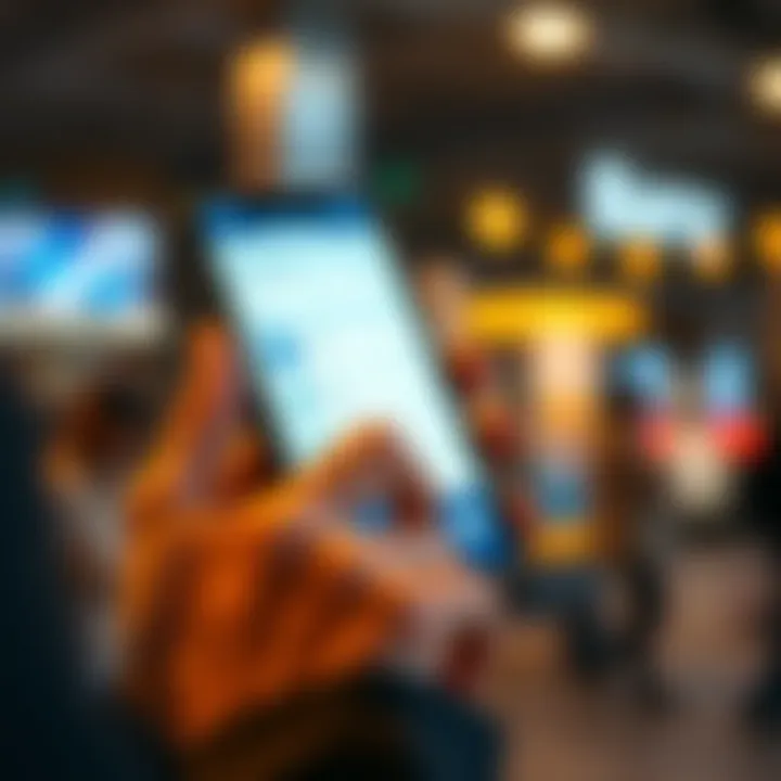 A person using a smartphone to schedule a transaction in a digital wallet, with a bank app interface on the screen