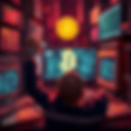 A person is looking for lost Bitcoin, surrounded by old hard drives and computer screens, symbolizing the search for forgotten digital assets.