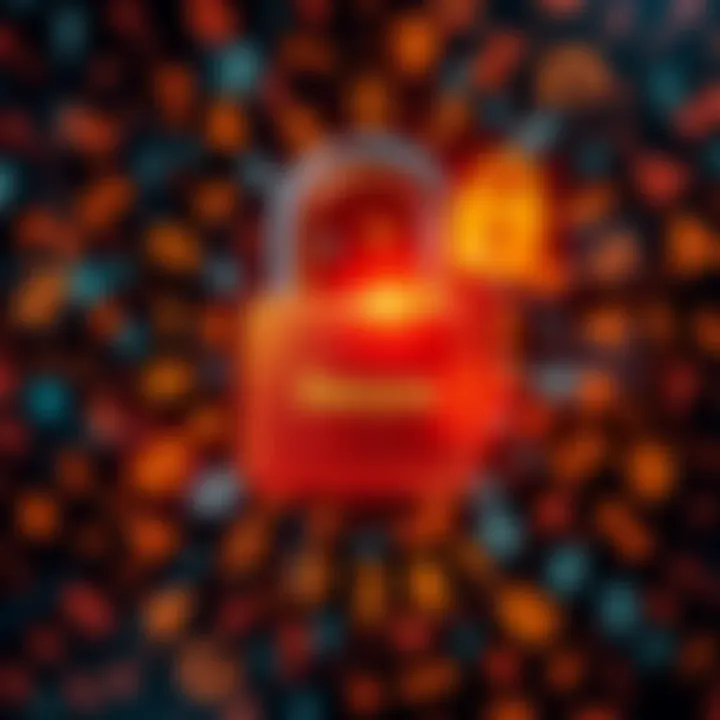 Secure Passphrase A digital illustration showing a locked padlock with letters and numbers surrounding it, symbolizing a secure passphrase for online accounts.