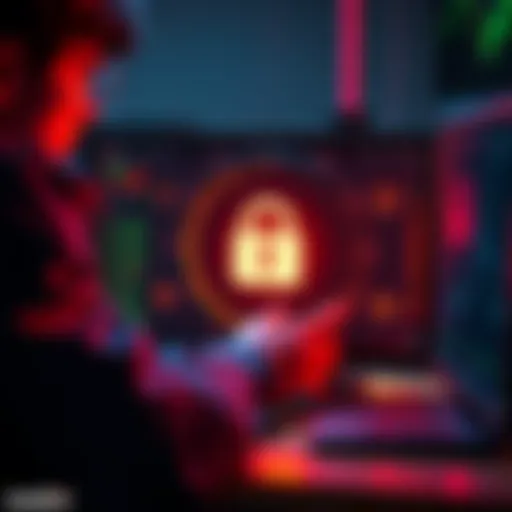 A person backing up their cryptocurrency vault on a computer with a lock symbol representing security.