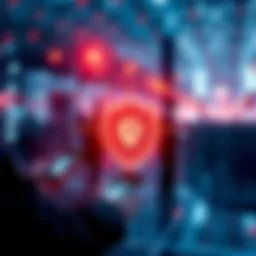 A graphic showing people using digital devices to verify their identity securely with a shield symbol representing privacy.