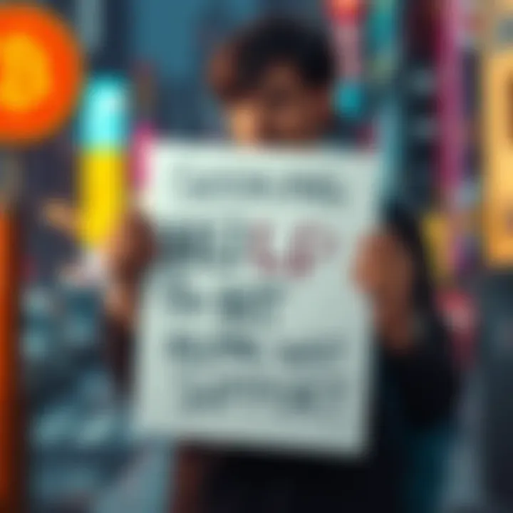 Seeking BTC Support A person holding a sign asking for help to fund studies and creative projects in film, gaming, and art