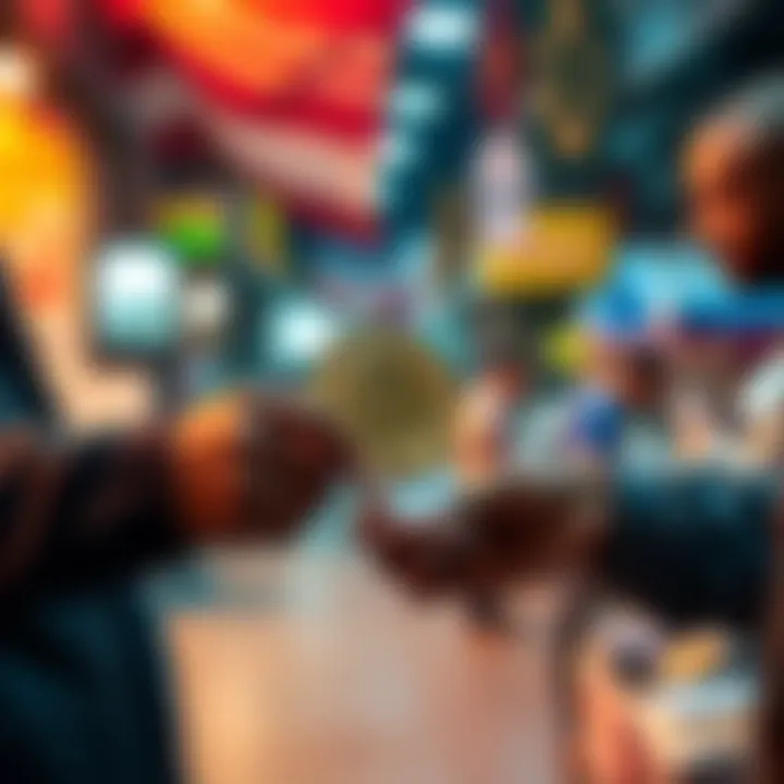 Seller accepting pi for used items A seller in KSA hands over used items while accepting digital currency, pi, in exchange, showing a modern transaction