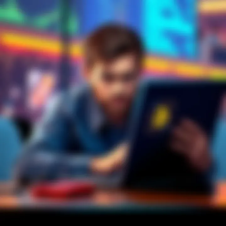 A person using a laptop to sell bitcoin for fiat on the Bisq platform, showing a concerned expression about potential fraud.