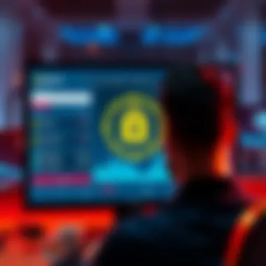 A person looking at a computer screen displaying a Bitcoin exchange platform with a lock symbol indicating security concerns.