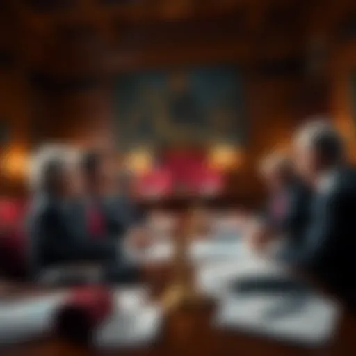 U.S. senators engaged in a discussion about the CLARITY Act and its potential impact on stablecoin yields, with charts and financial documents on a table.