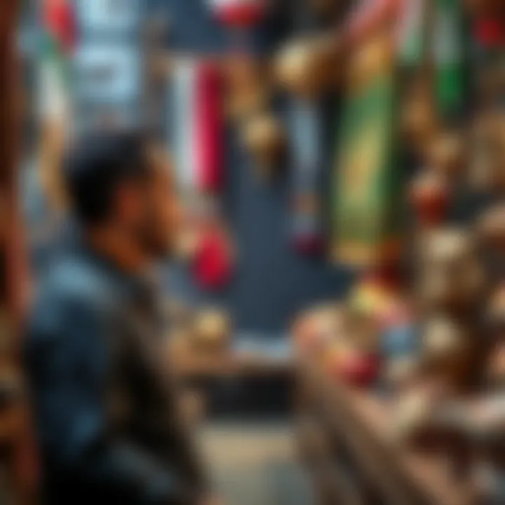 Person contemplating risks of sending money to an Iran-affiliated address while looking at traditional crafts