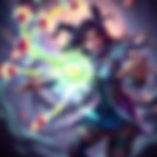 Seraphine casting spells in the mid lane of a League of Legends match, showcasing her abilities and character design.