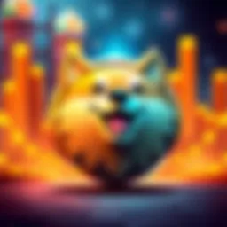 The Shiba Inu coin logo with a playful dog design, symbolizing its rise in the cryptocurrency market.