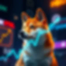 A Shiba Inu dog with a graph showing an upward trend, symbolizing a potential price increase in cryptocurrency.