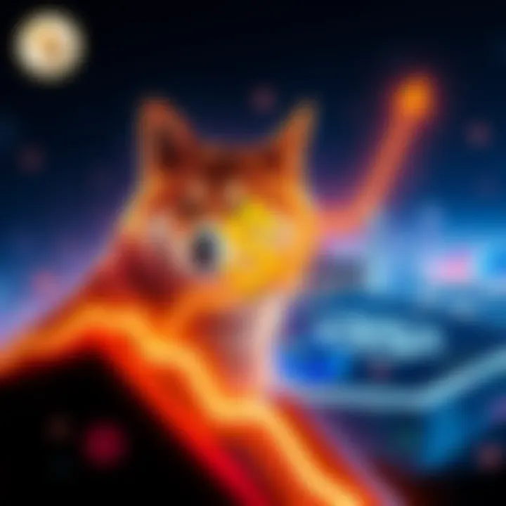 A graphic showing the Shiba Inu cryptocurrency symbol with an upward trend line, indicating its rapid value increase.