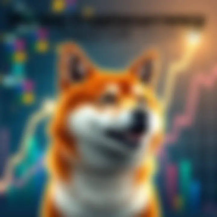 A graphic showing a Shiba Inu dog alongside rising cryptocurrency graphs, symbolizing growth and excitement in the market.