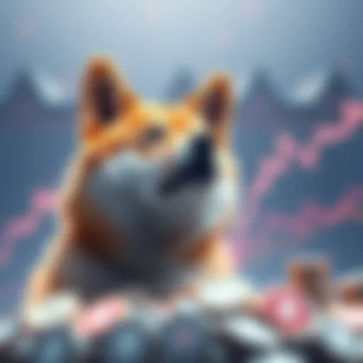 A graphic showing the rising trend of Shiba Inu cryptocurrency with charts and coins, symbolizing investor interest in alternatives to traditional bonds.