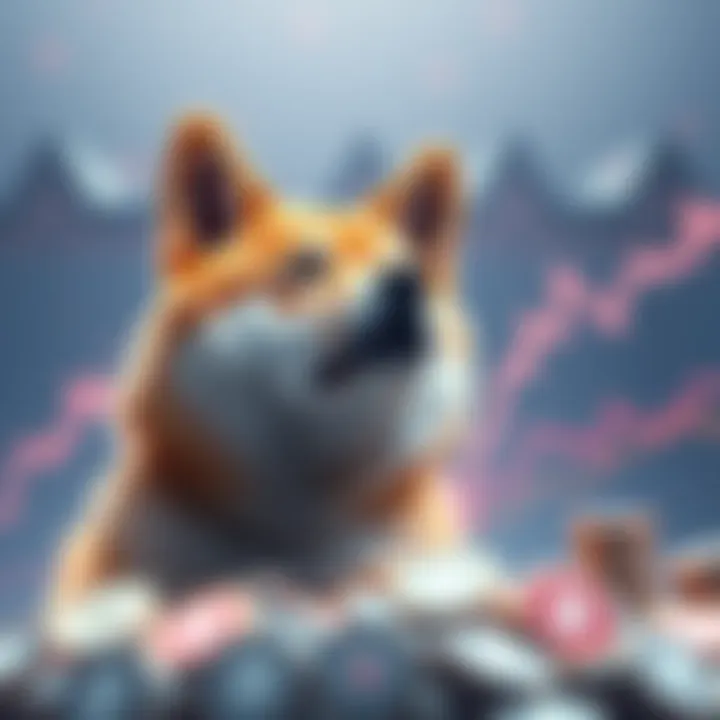 A graphic showing the rising trend of Shiba Inu cryptocurrency with charts and coins, symbolizing investor interest in alternatives to traditional bonds.