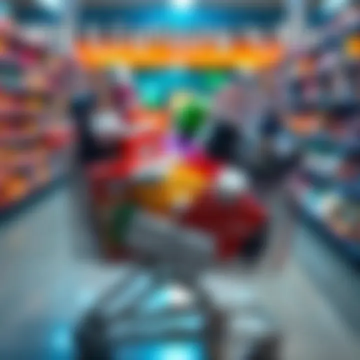 A shopping cart filled with various products, showing a person's buying habits