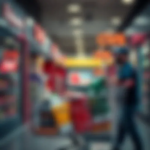 A delivery person picking up shopping orders from Walgreens and CVS stores, with a focus on the products in their cart.