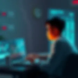 A person looking at a declining cryptocurrency chart on a laptop, contemplating selling their investment