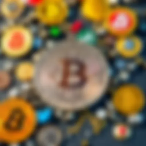 A shiny silver coin surrounded by popular cryptocurrency symbols, illustrating the connection between silver's rise and the crypto market.