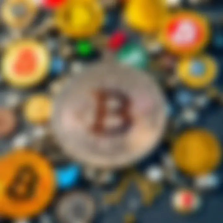 A shiny silver coin surrounded by popular cryptocurrency symbols, illustrating the connection between silver's rise and the crypto market.