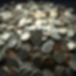A collection of unsearched 90% silver dimes weighing 13.675 lbs, including Barbers, Mercuries, and Roosevelts, displayed in a secure setting.