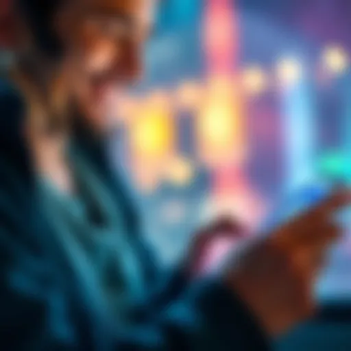 A person smiling while using a crypto wallet on a smartphone, showing ease of access and understanding.