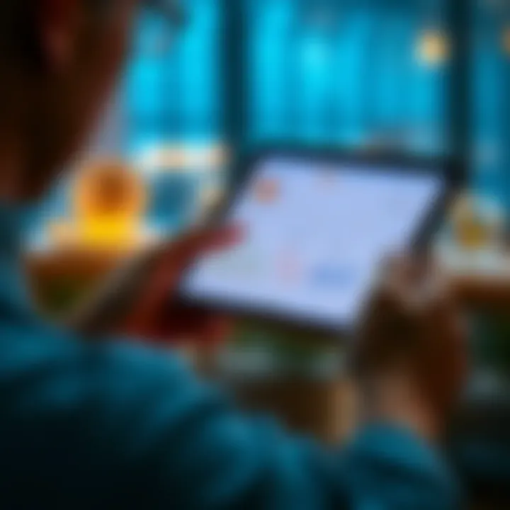 A person using a tablet with a clear and user-friendly cryptocurrency app interface, showing graphs and easy navigation, symbolizing accessibility in DeFi.