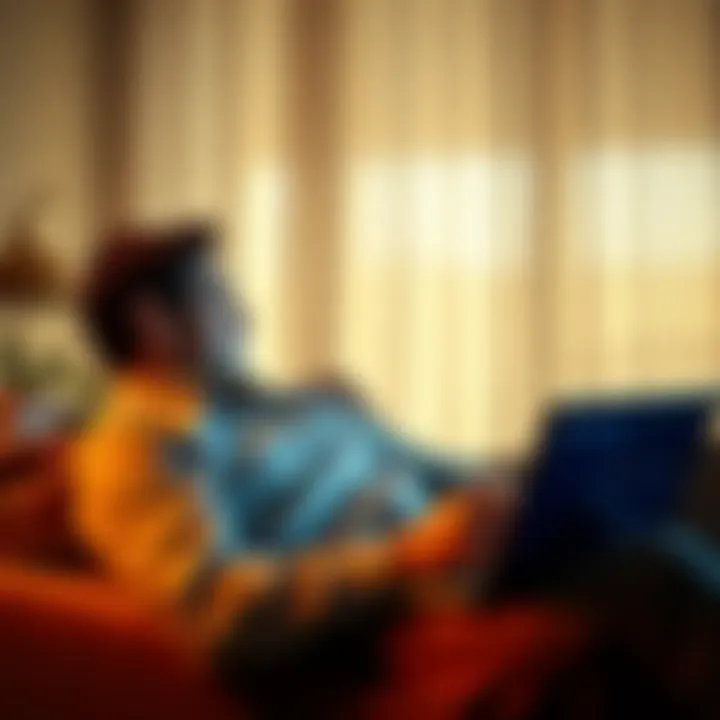 A person relaxing while looking at a financial graph on a laptop, showing a shift from yield tracking to simplified investments.