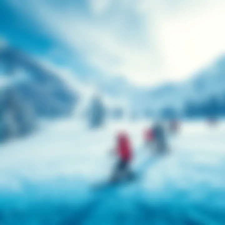 A snowy landscape where people enjoy winter activities like skiing and snowball fights