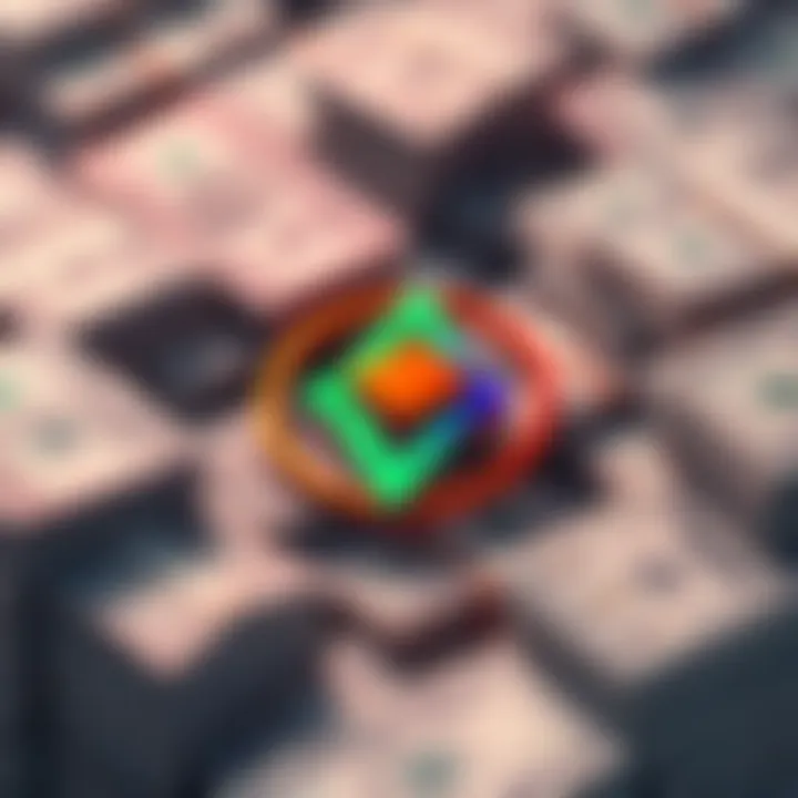 Solana logo surrounded by stacks of dollar bills representing stablecoin transfers