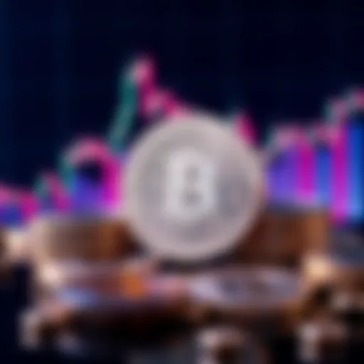 Graphic showing Solana USDC coins with a fluctuating price chart in the background