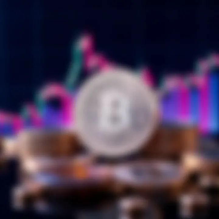 Graphic showing Solana USDC coins with a fluctuating price chart in the background