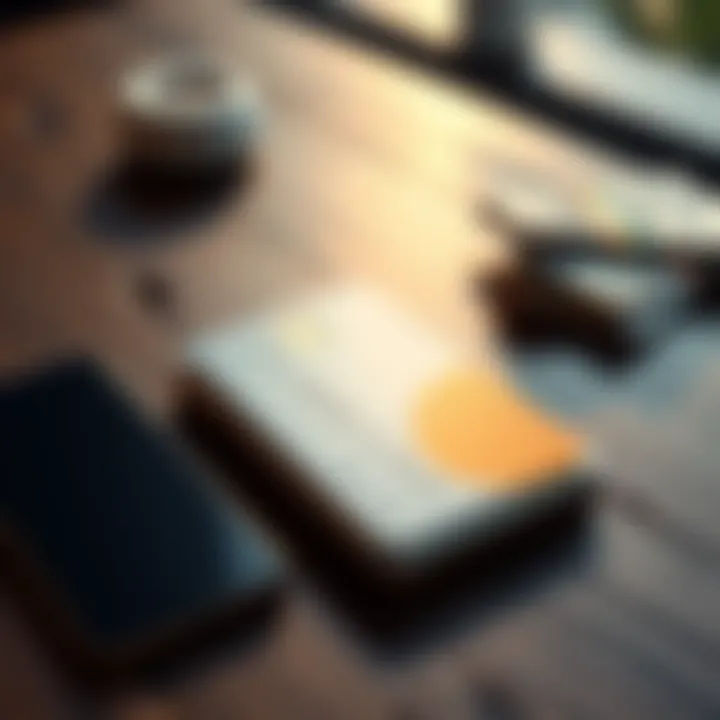 A Solana debit card placed on a wooden table next to a smartphone and some cash, representing daily transactions.