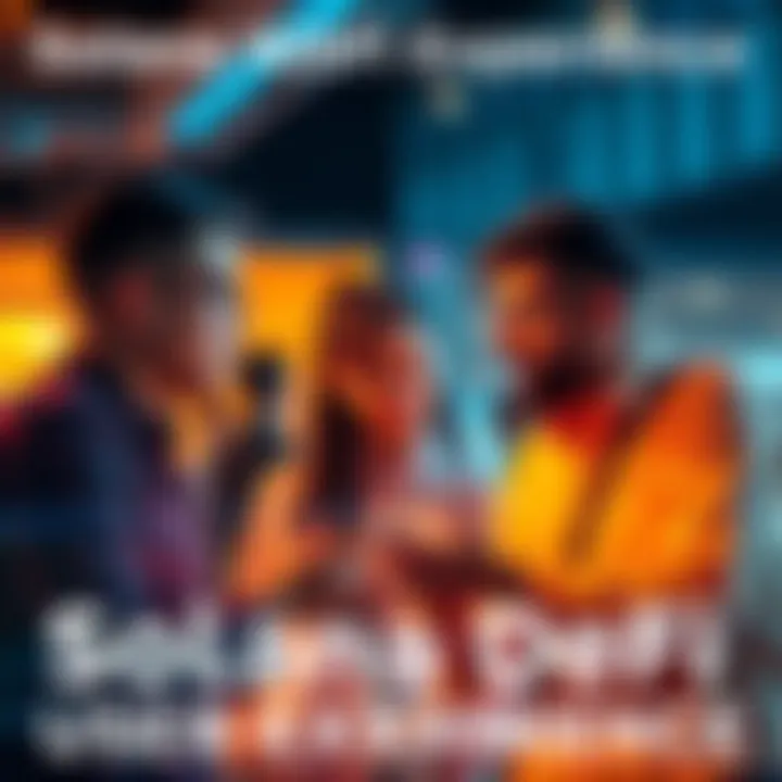 Individuals discussing their experiences using Solana for decentralized finance, showcasing a user-friendly interface.