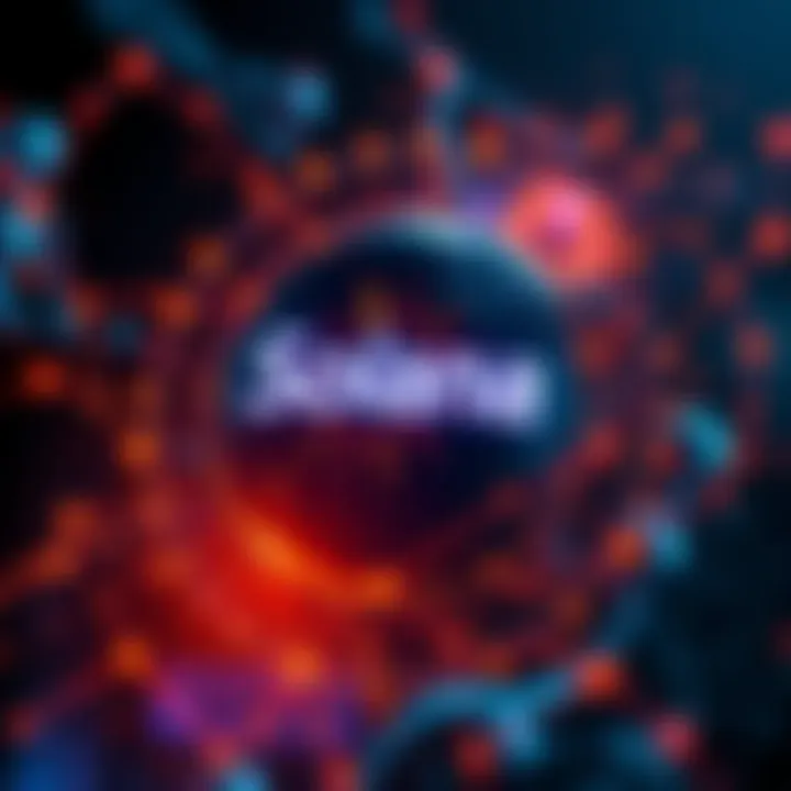 Visual representation of Solana's application for a .SOL domain with ICANN, featuring the Solana logo and internet symbols