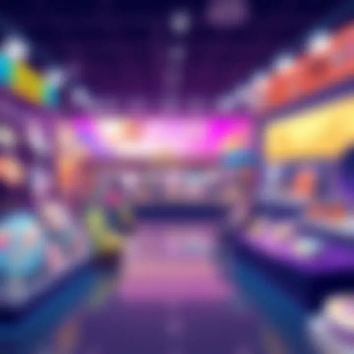 A vibrant digital illustration representing the launch of Solana's new marketplace for NFTs, showcasing various digital art pieces and NFTs on display.